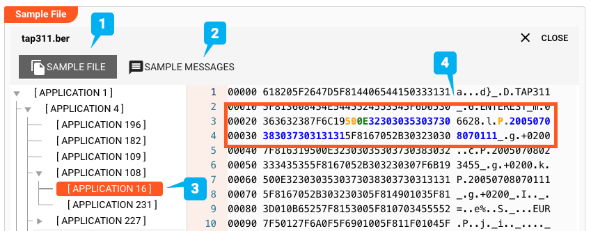 Viewing ASN.1 Sample File