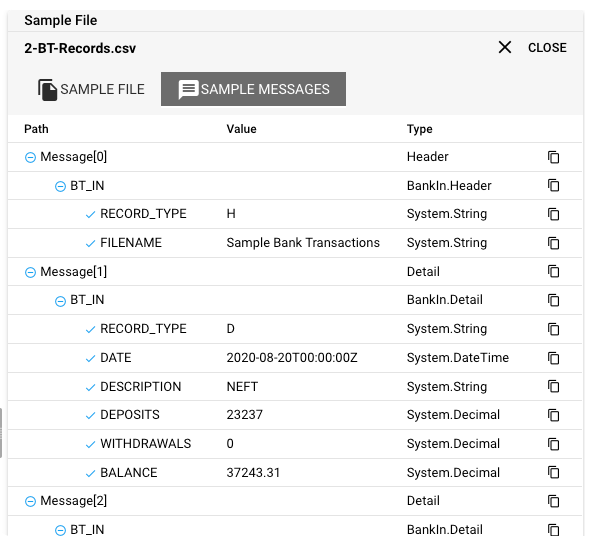 Grammar Sample Messages Viewer