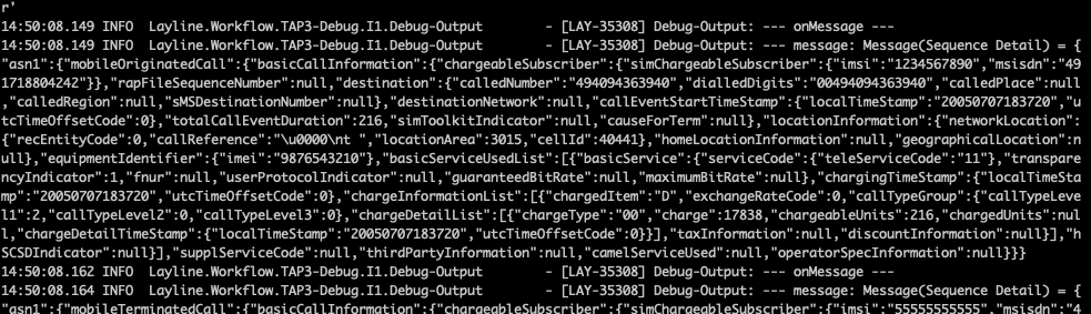 Sample Project Debug Output