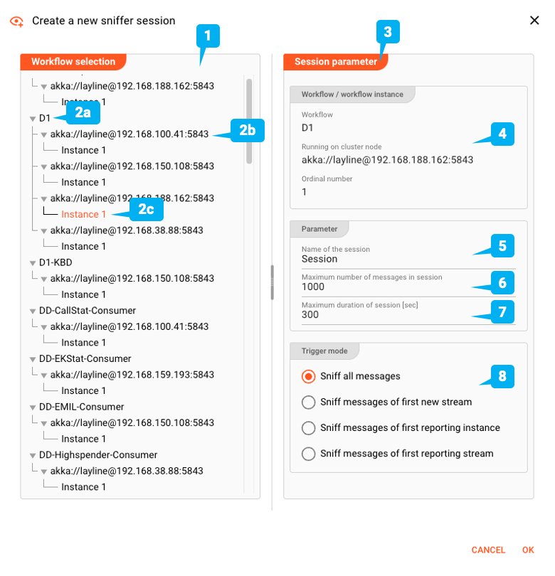 Sniffer Sessions View