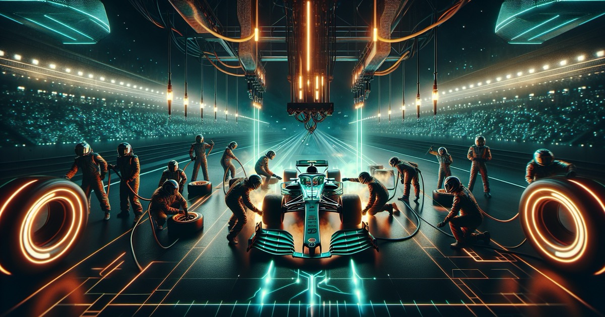 Formula 1 pit crew synchronizing data streams in real-time