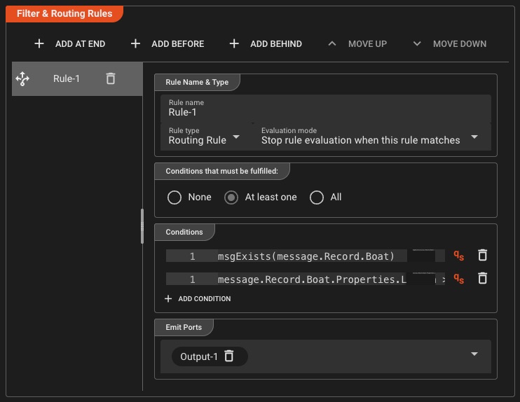 Routing & filtering rules configuration